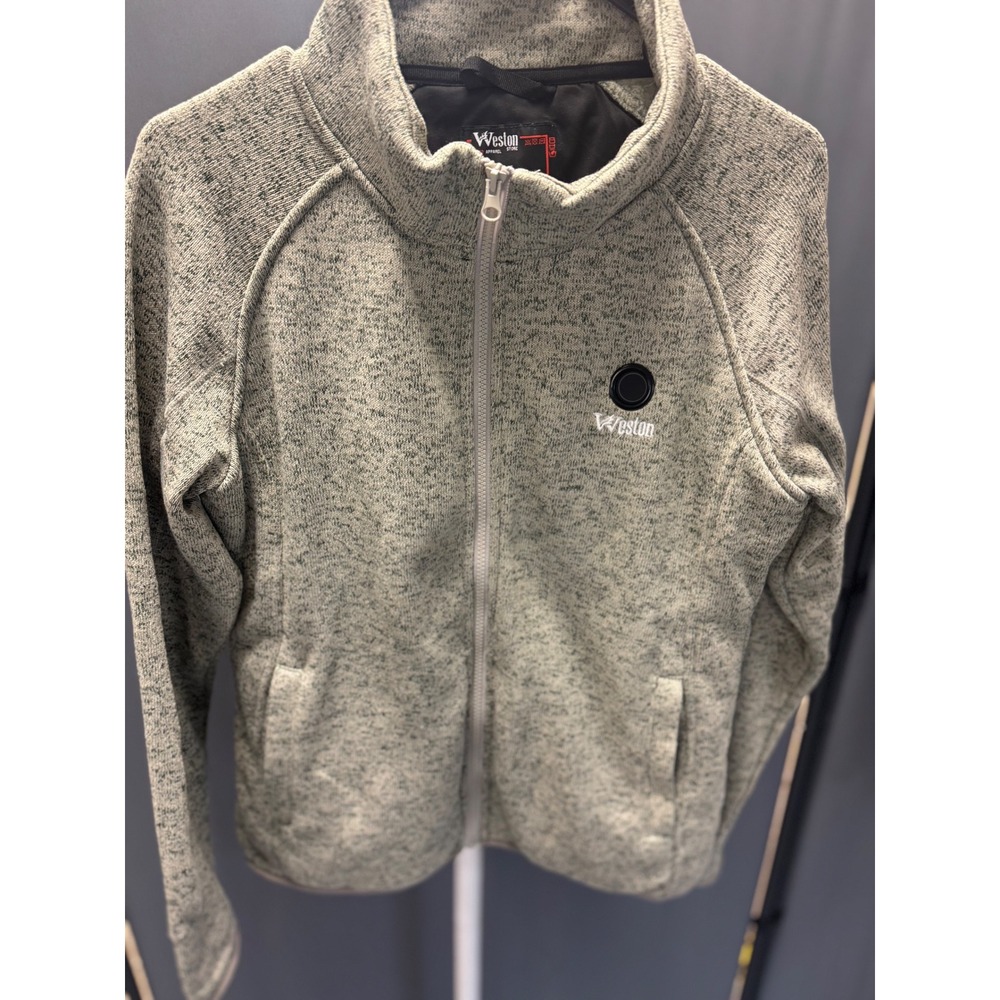 Weston Store Heated Apparel Mens Fleece Full Zip Jacket Medium‎ Gray Speckled